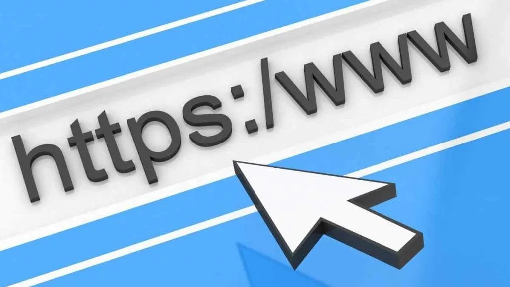 Ilustração de um endereço da web com o cursor do mouse ao lado