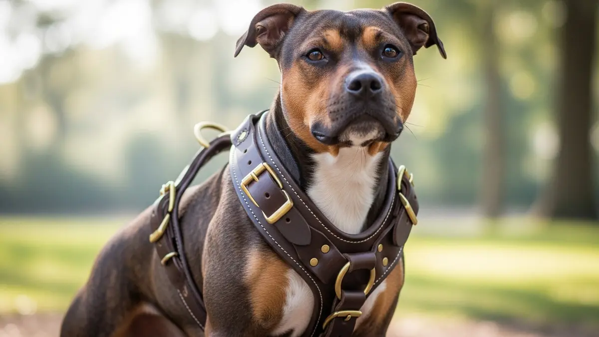 Acessórios de couro reforçados para cães
