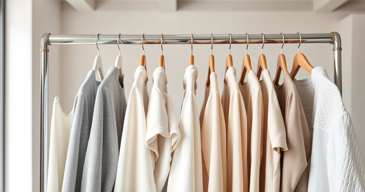 Arara com roupas de tons neutros num ambiente claro