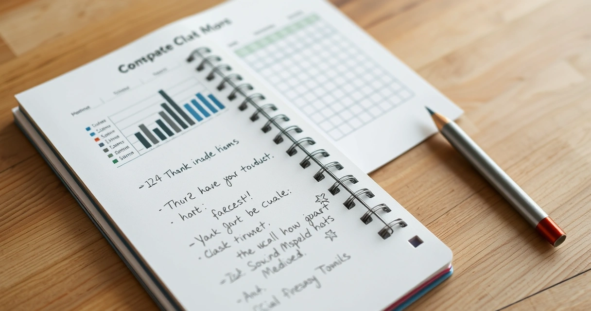 Caderno com anotações à mão ao lado de um gráfico impresso