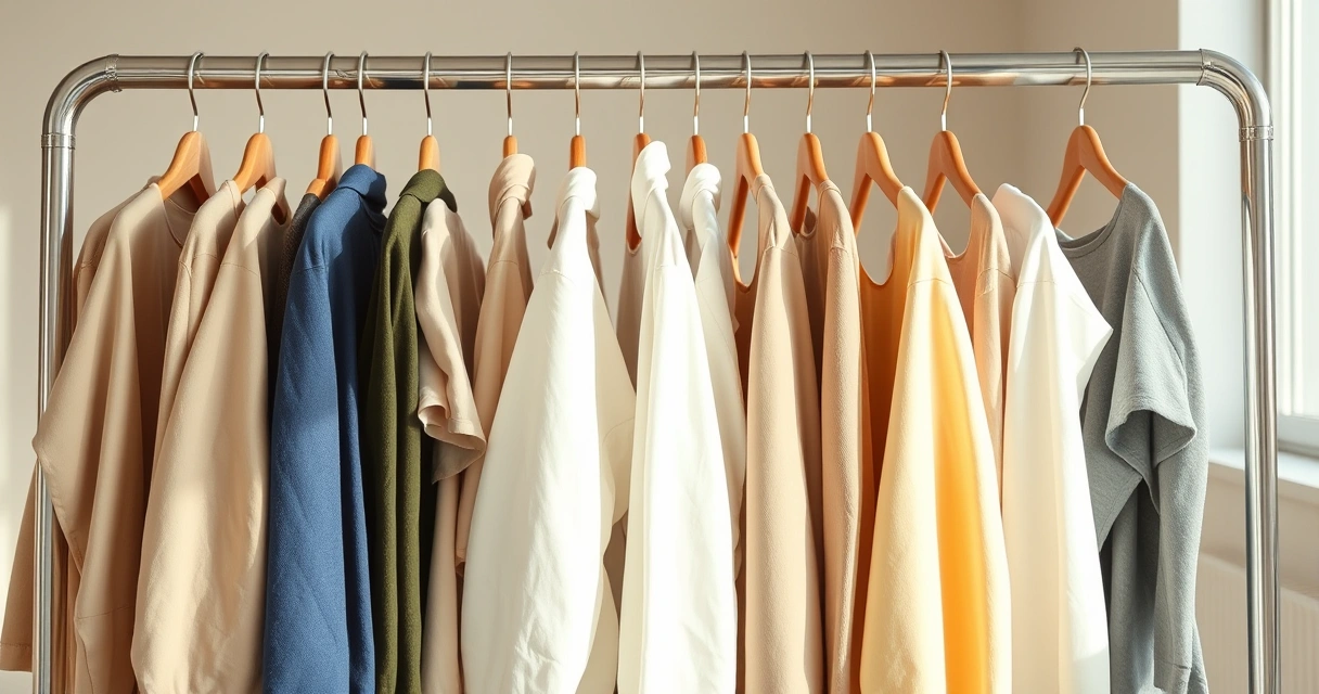 Arara com roupas de tons neutros num ambiente claro