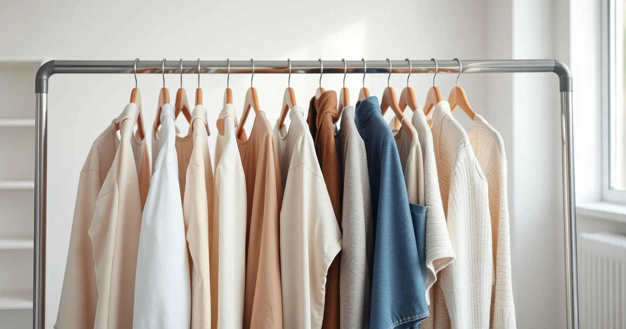 Arara com roupas de tons neutros num ambiente claro