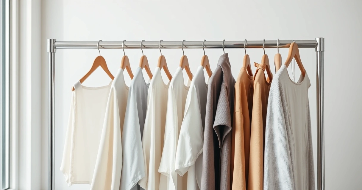 Arara com roupas de tons neutros num ambiente claro