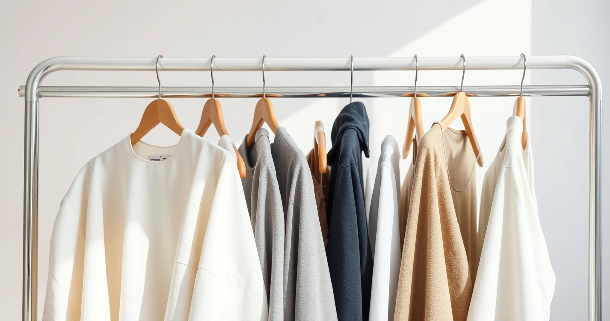 Arara com roupas de tons neutros num ambiente claro