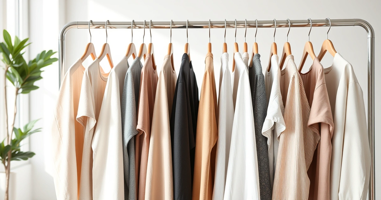 Arara com roupas de tons neutros num ambiente claro