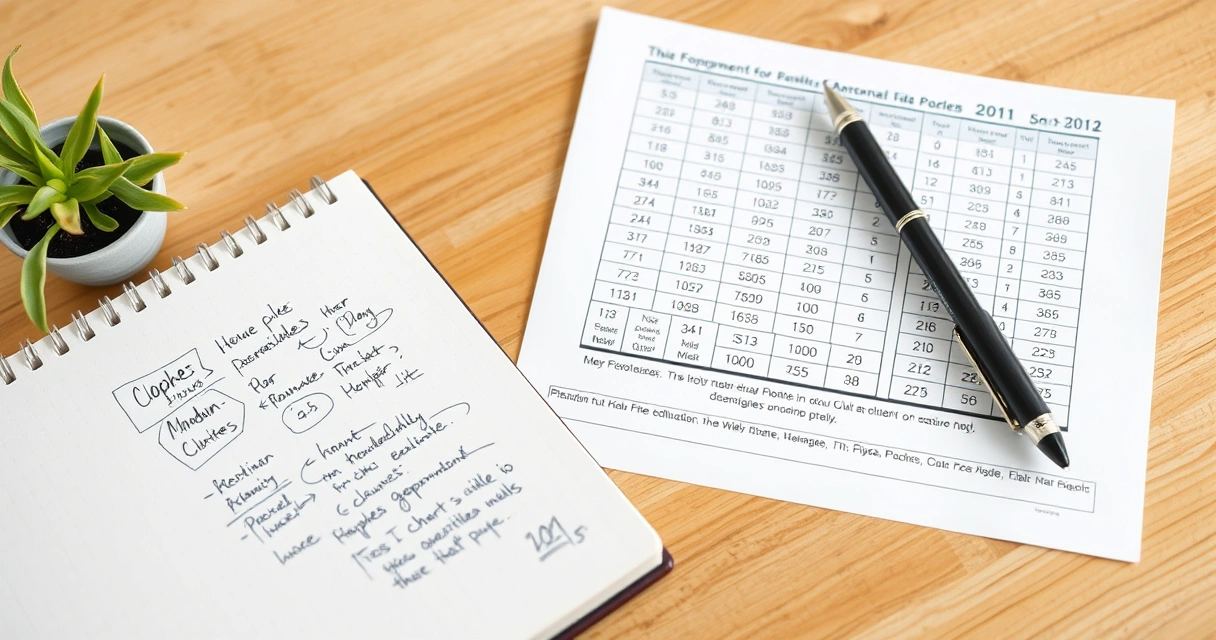 Caderno com anotações à mão ao lado de um gráfico impresso