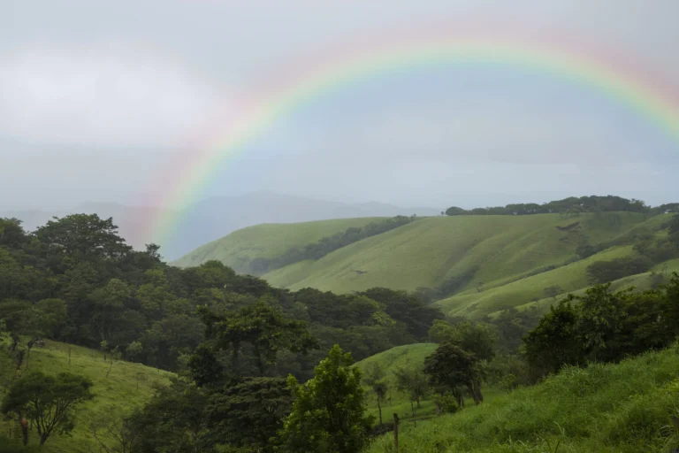 beautiful landscape with rainbow green hills scaled 1